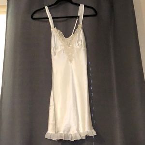 White beaded satin nightgown